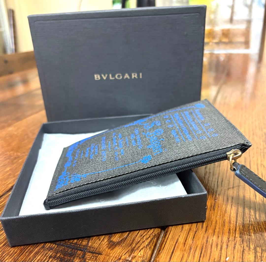 BVLGARI コレツィオーネ　ケース ポーチ　ミニ財布　グレー・青