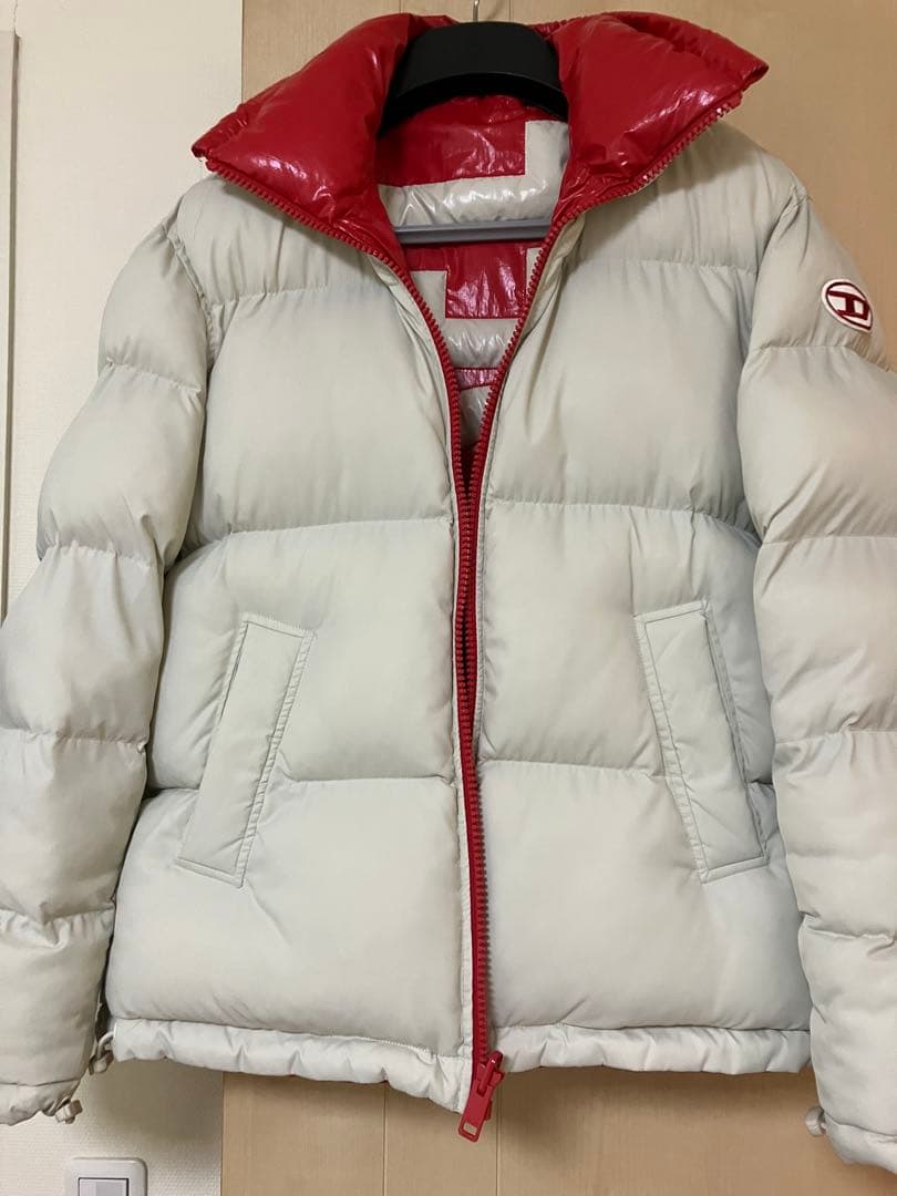 ダウンジャケット ホワイト/レッド Mサイズ