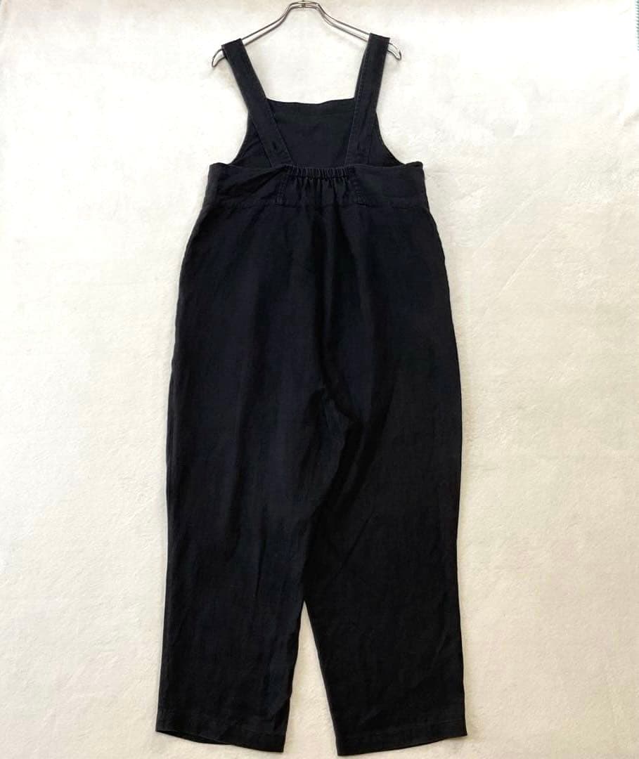 【美品】 ネストローブ リネン タック サロペット オーバーオール 墨黒