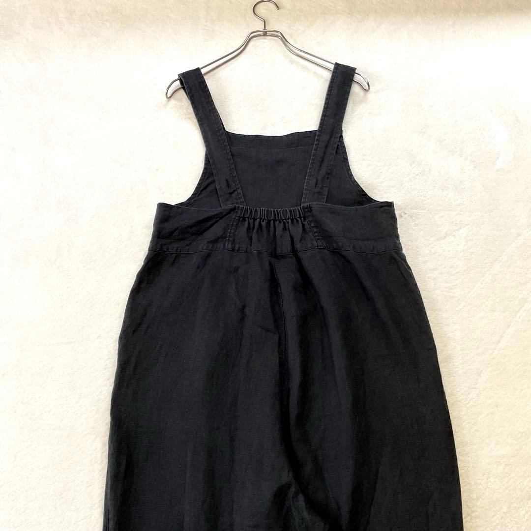 【美品】 ネストローブ リネン タック サロペット オーバーオール 墨黒