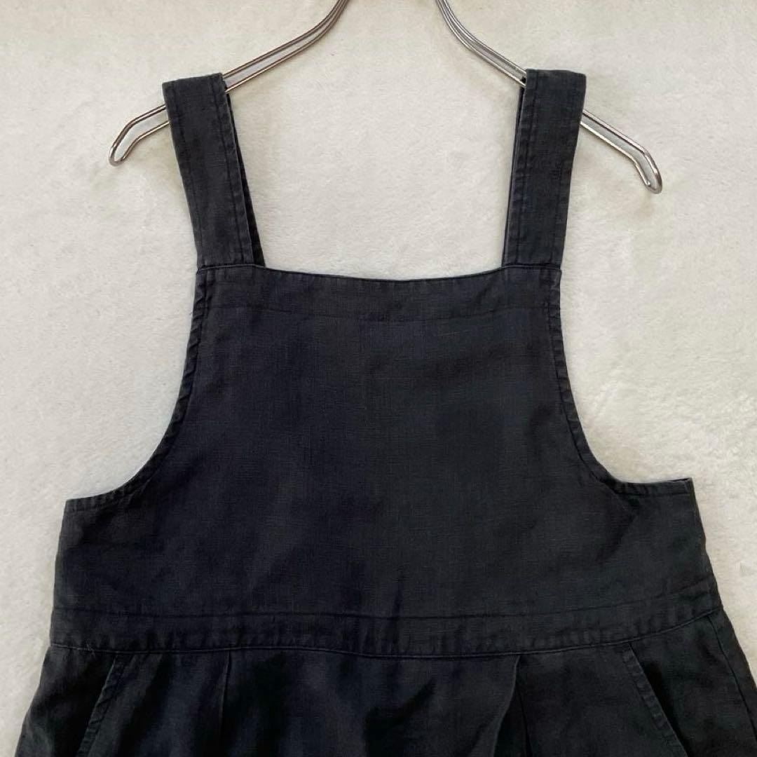 【美品】 ネストローブ リネン タック サロペット オーバーオール 墨黒