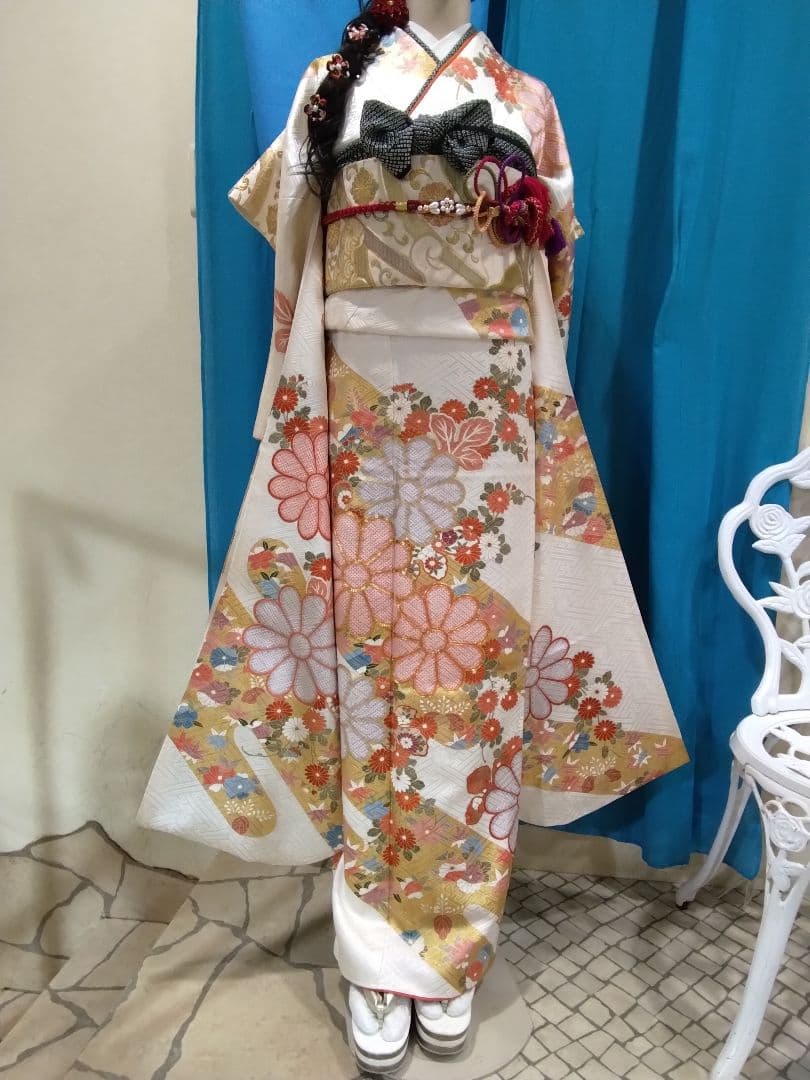 振袖フルセット、三越振袖成人式、重ね衿帯揚げ帯締め、西陣袋帯、襦袢、ガード加工