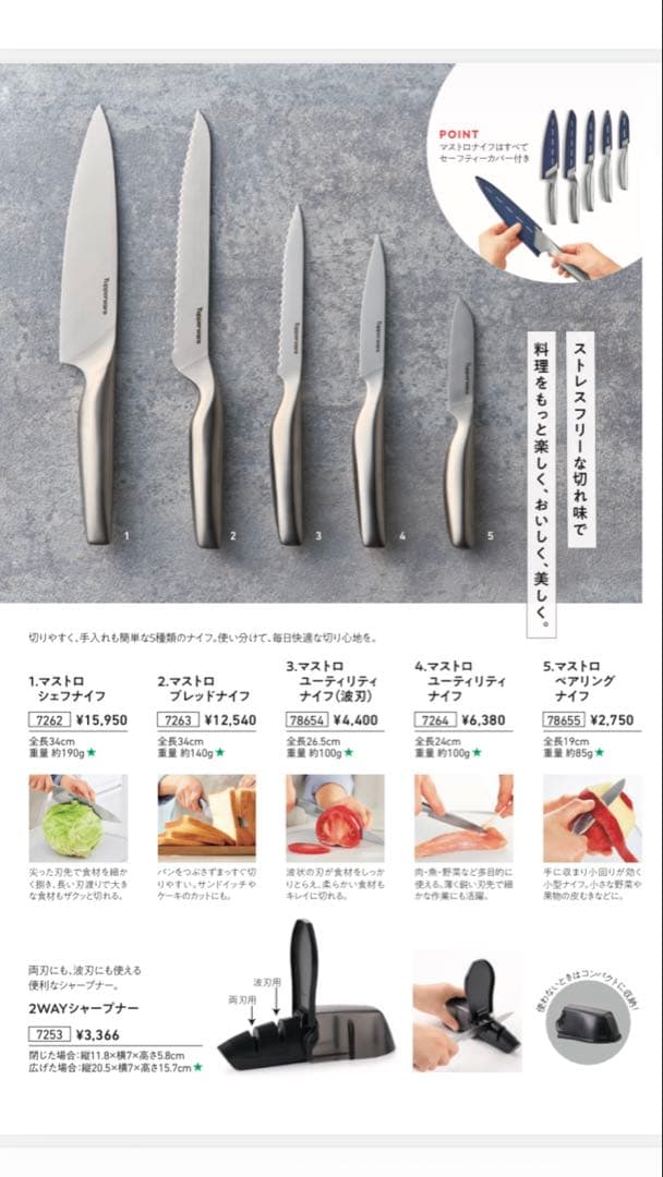 Tupperware Mastro Series ナイフ2点セット