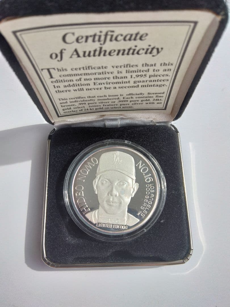 野茂英雄　純銀　ドジャース　約31g 純銀 記念メダル.999 ファインシルバー