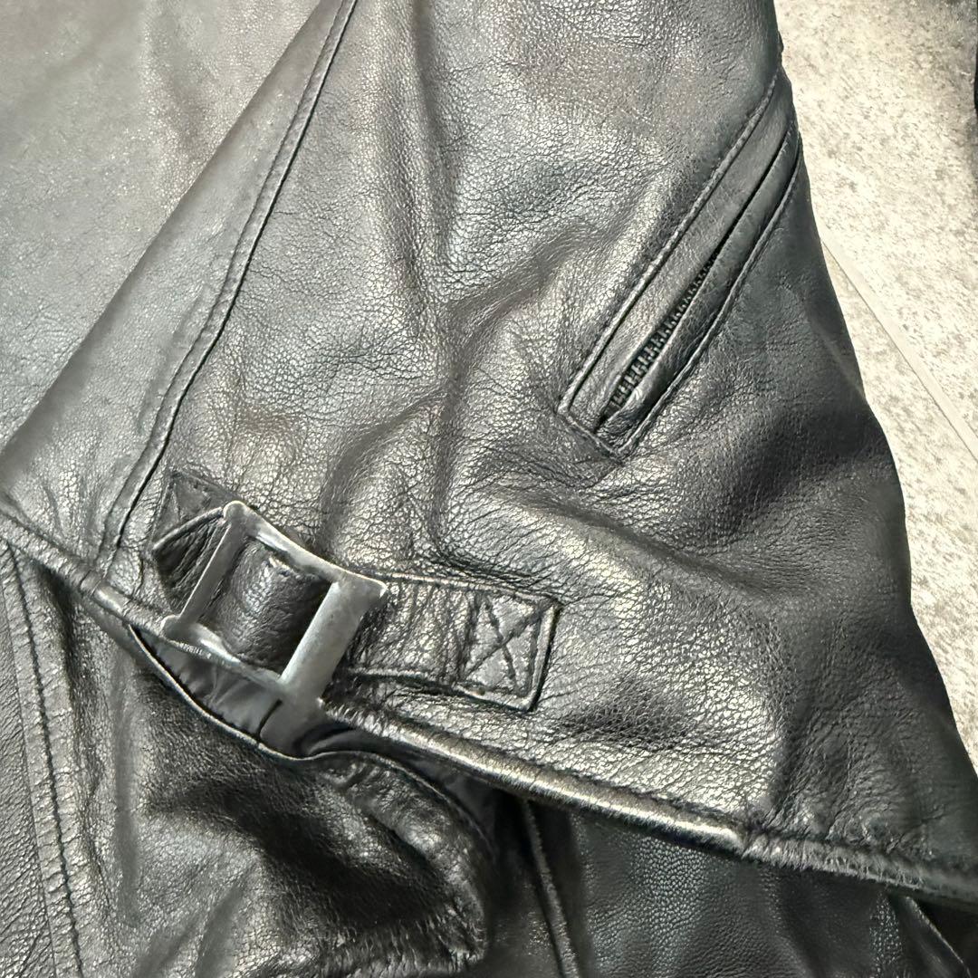 ナノユニバース レザー ライダース ジャケット　ジップオールブラック L