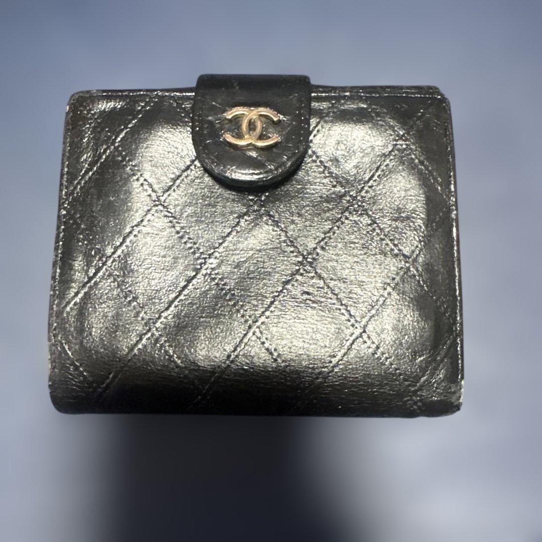 正規品　CHANEL ビコローレ ラムスキン 二つ折り財布 Wホック