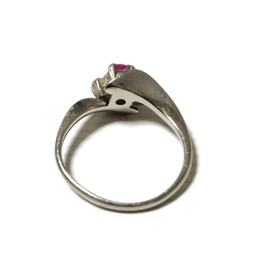 な*迎様 シルバー 色　フラワーデザイン ルビーリング