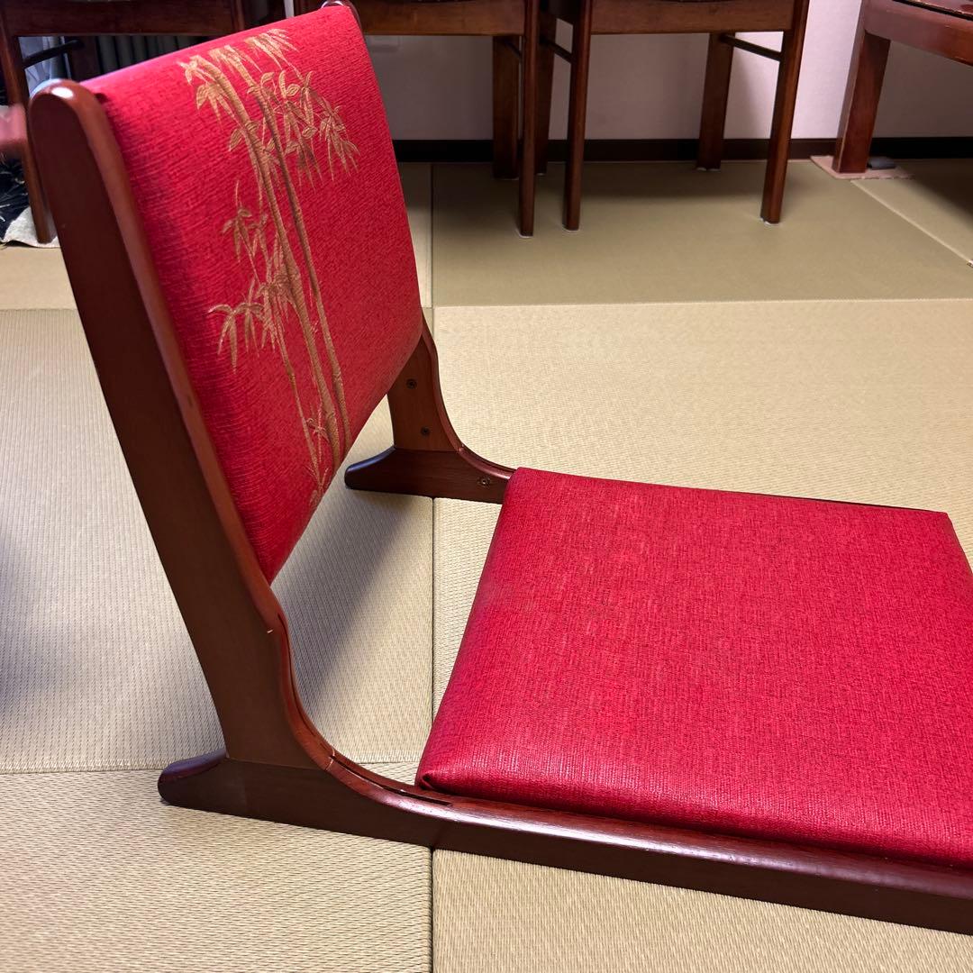 赤い座椅子 竹模様刺繍✖️4脚セット