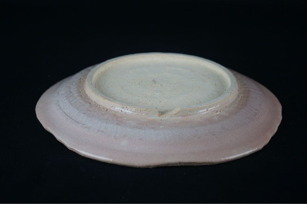 十二代 坂高麗左衛門 作 萩焼 陶彩景 双鶴図櫛目皿 共箱 共布 保証品