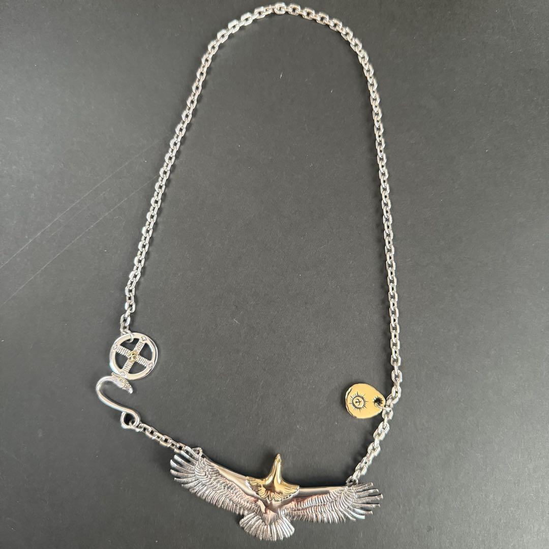 Silver925 シルバー 925 頭金 ネックレス イーグル 金メタル