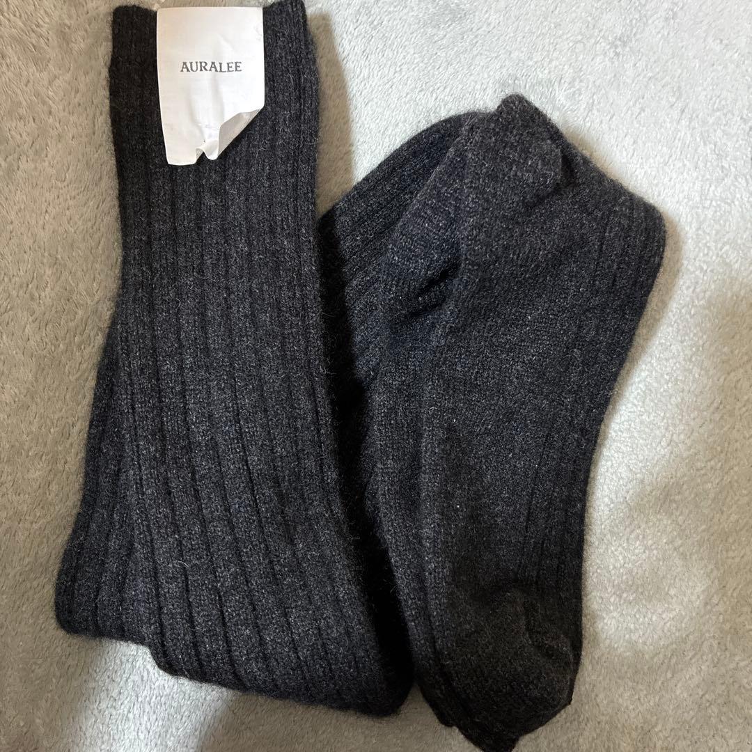 限定値下げ　オーラリー　カシミヤ　ローゲージニーハイソックス　靴下　ソックス
