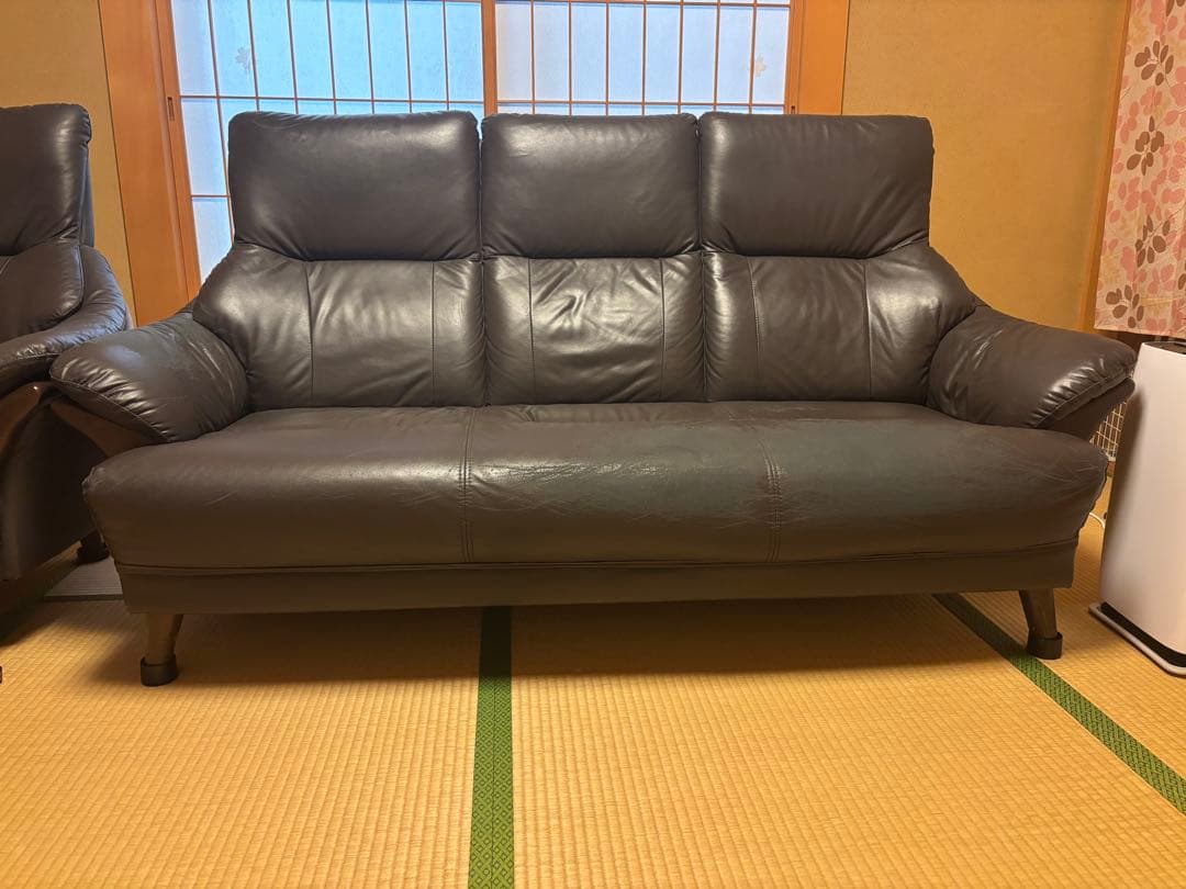 ダークブラウン3人掛けソファ+1人掛けソファセット　送料無料