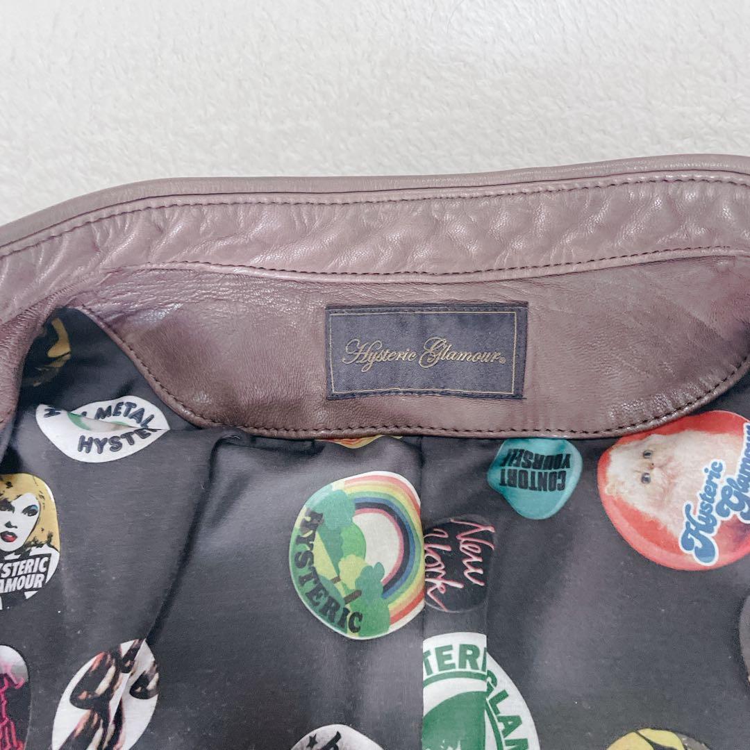 ヒステリックグラマー　レザージャケット　総柄　ヒスガール　シングル　山羊革