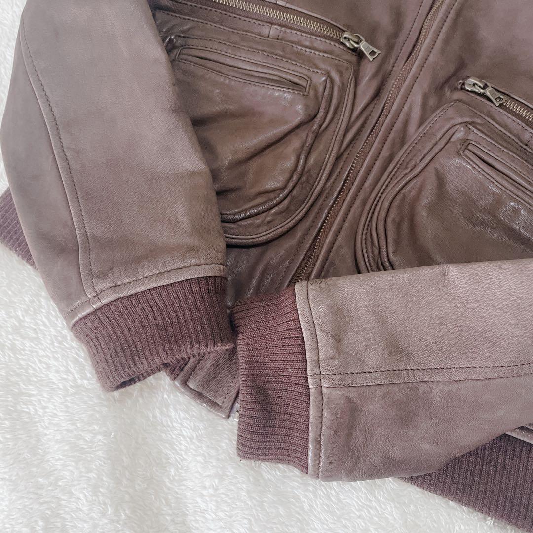 ヒステリックグラマー　レザージャケット　総柄　ヒスガール　シングル　山羊革