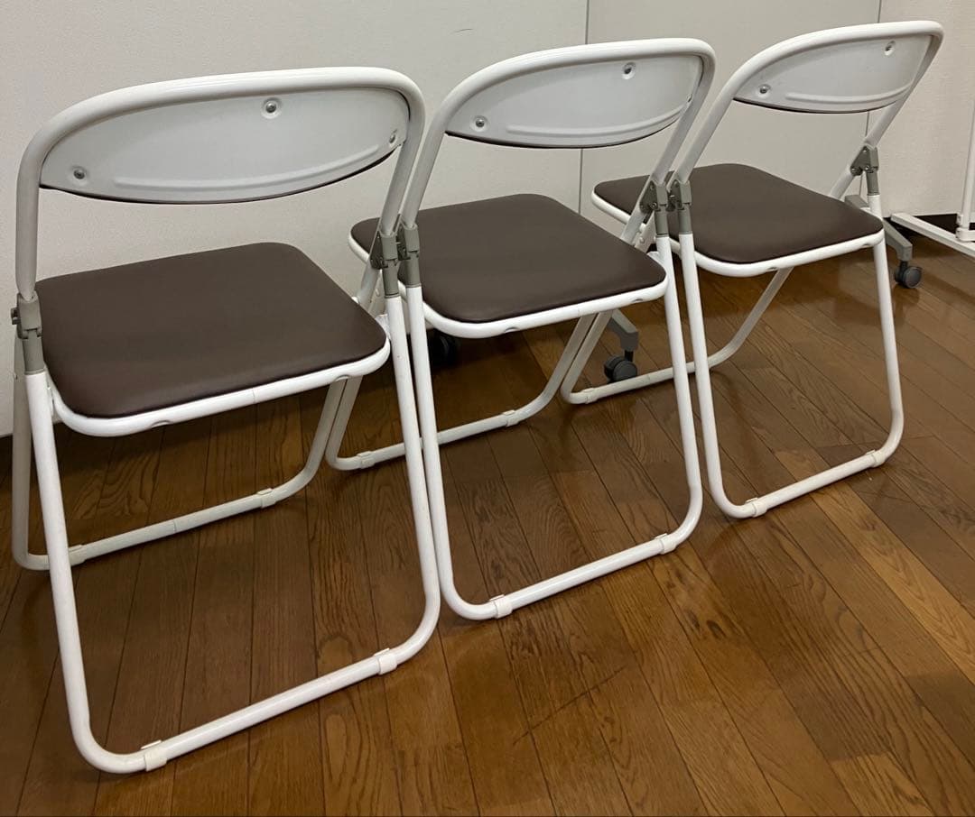 藤沢工業 折り畳み パイプ椅子 6脚セット ブラウン 店舗 オフィス