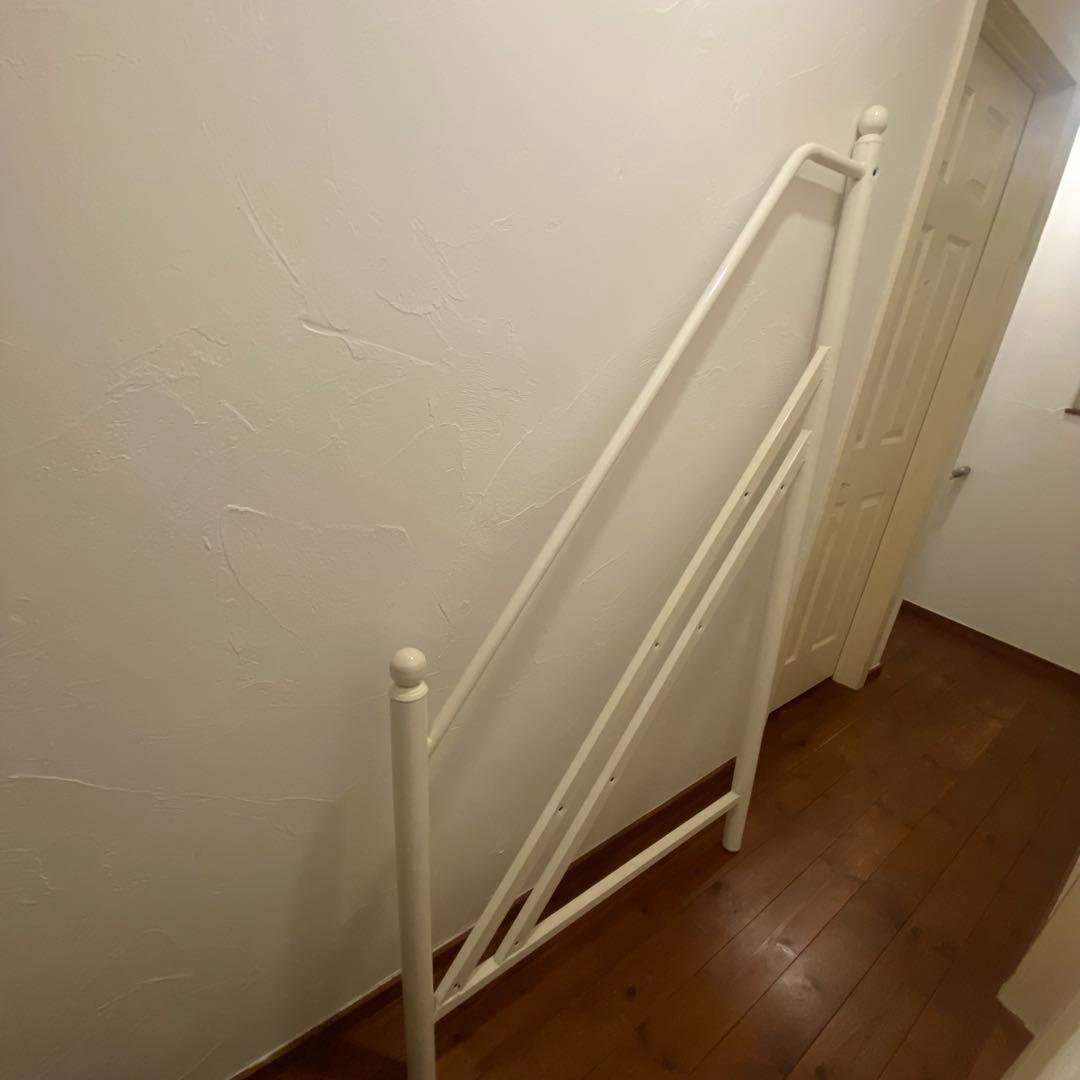 【ロフトベッド 階段】シングル ホワイト白　引取り限定