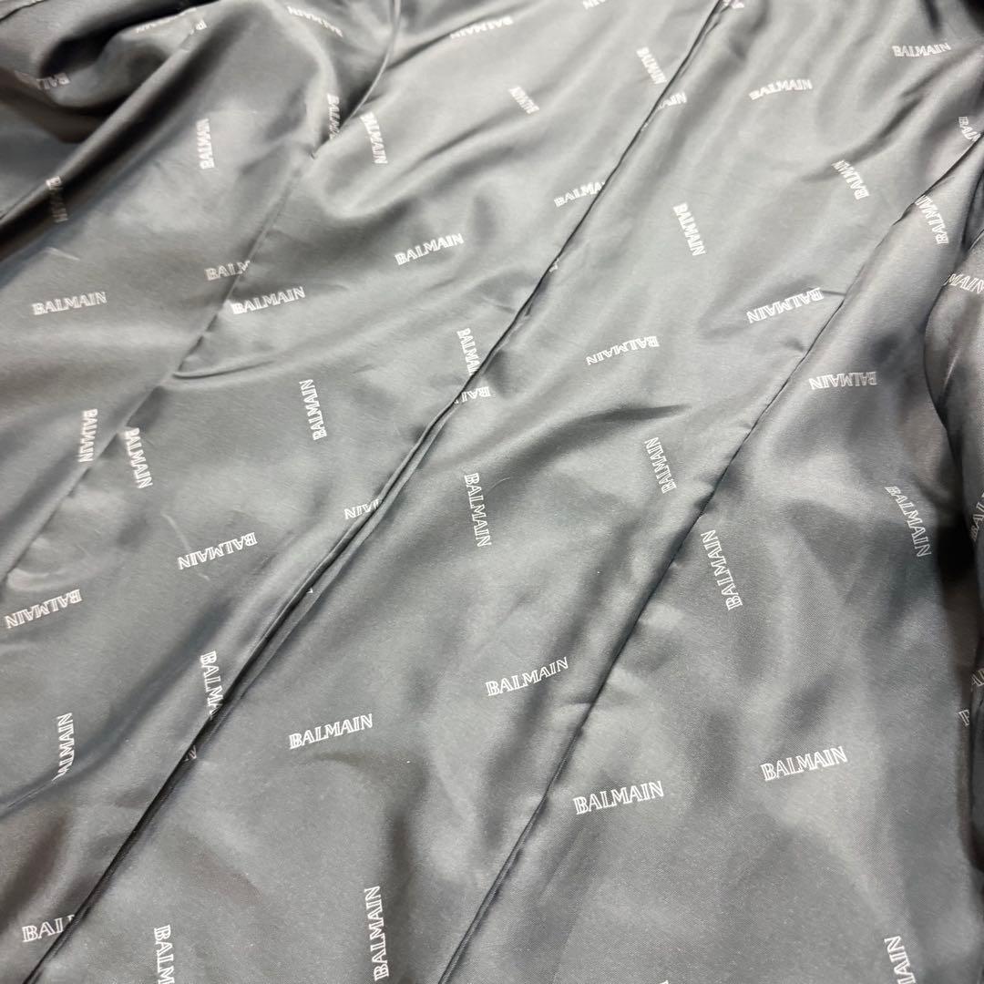 美品　バルマン　レザー　コート　ファー　フード　ラムレザー　羊革　ブラック　XL