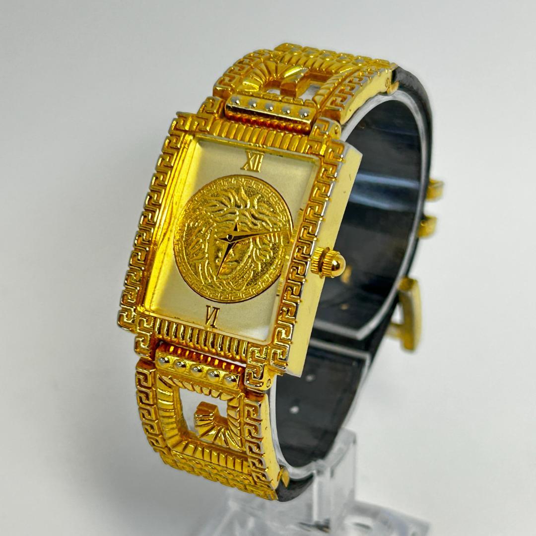 【稼働】VERSACE ヴェルサーチ メデューサ ホワイト/ゴールド文字盤