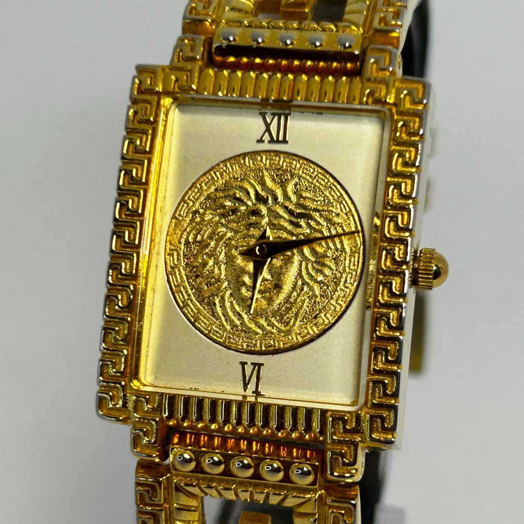 【稼働】VERSACE ヴェルサーチ メデューサ ホワイト/ゴールド文字盤
