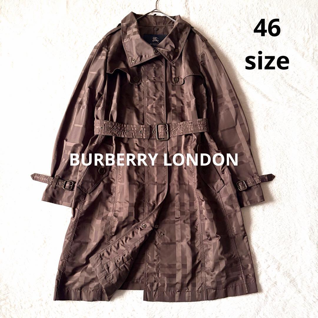 6203 美品✨ バーバリーロンドン トレンチコート 46 シャドーチェック 茶