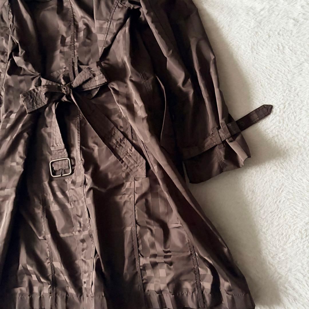 6203 美品✨ バーバリーロンドン トレンチコート 46 シャドーチェック 茶