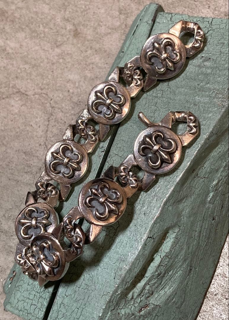 [19] Silver925 / 124.5g 90s 百合 ヴィンテージブレス