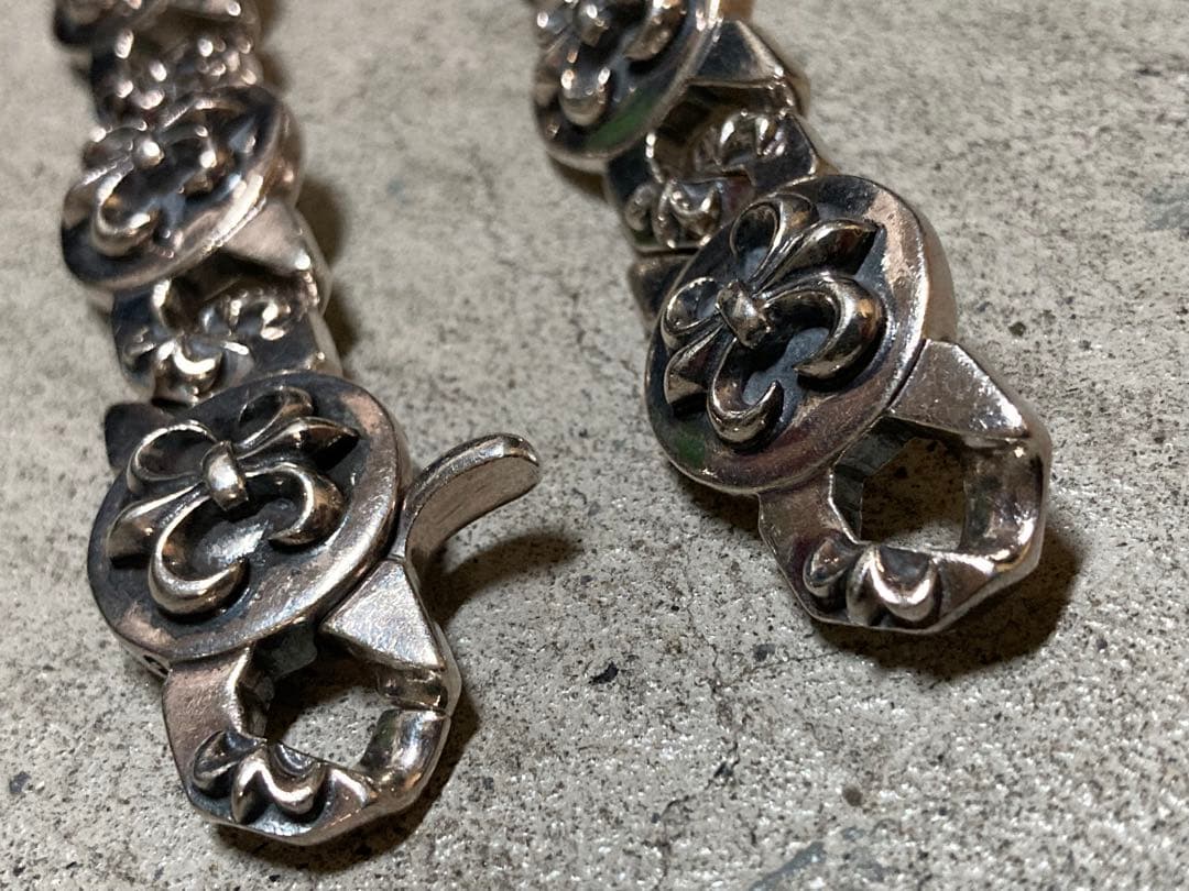 [19] Silver925 / 124.5g 90s 百合 ヴィンテージブレス