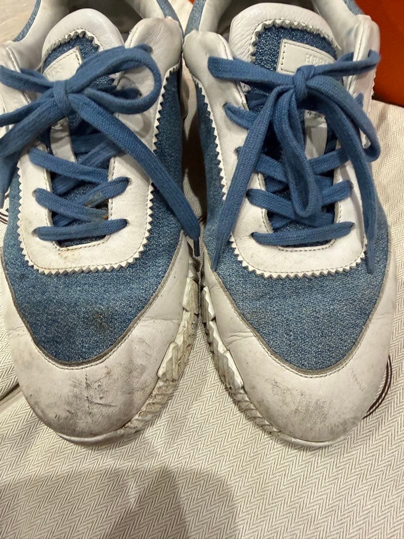 HERMES エルメス スニーカー 40 デニム系 箱 替え紐付