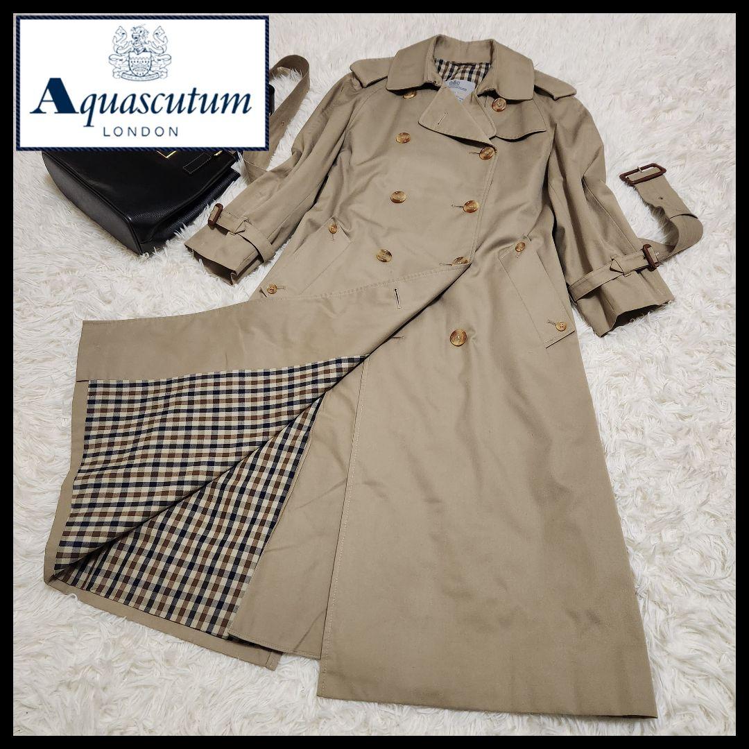 【英国製】アクアスキュータム アクア5 ダブル トレンチコート カーキ 8