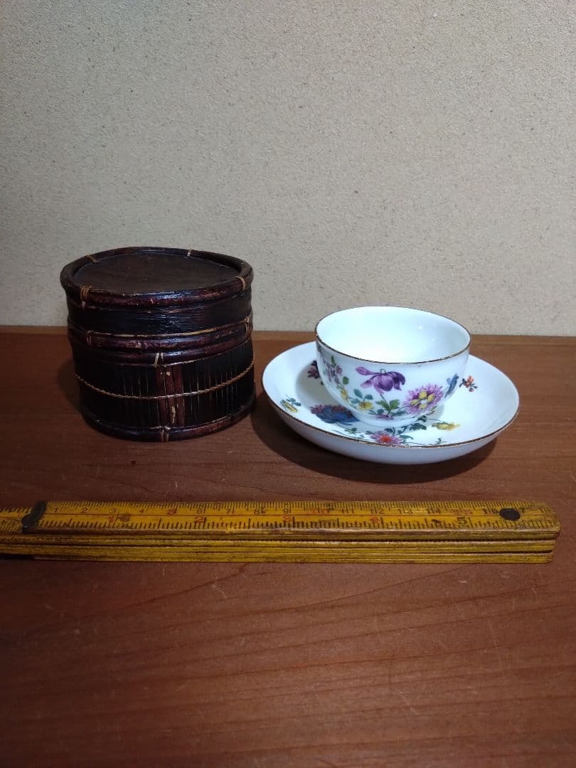 18世紀 オールドマイセン 色絵 花紋 カップ＆ソーサー 音色抜群