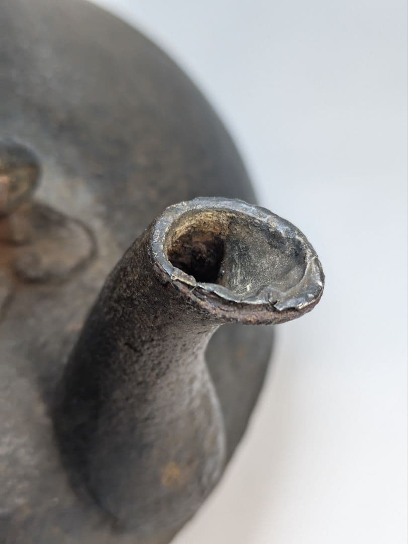 骨董　鉄瓶　茶道具　袋弦　 銀象嵌 侘び寂び　銀直し　古玩