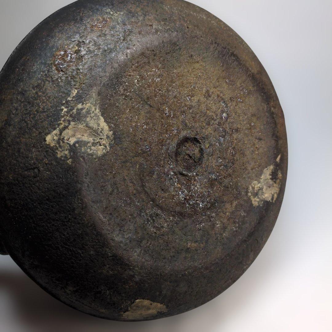 骨董　鉄瓶　茶道具　袋弦　 銀象嵌 侘び寂び　銀直し　古玩