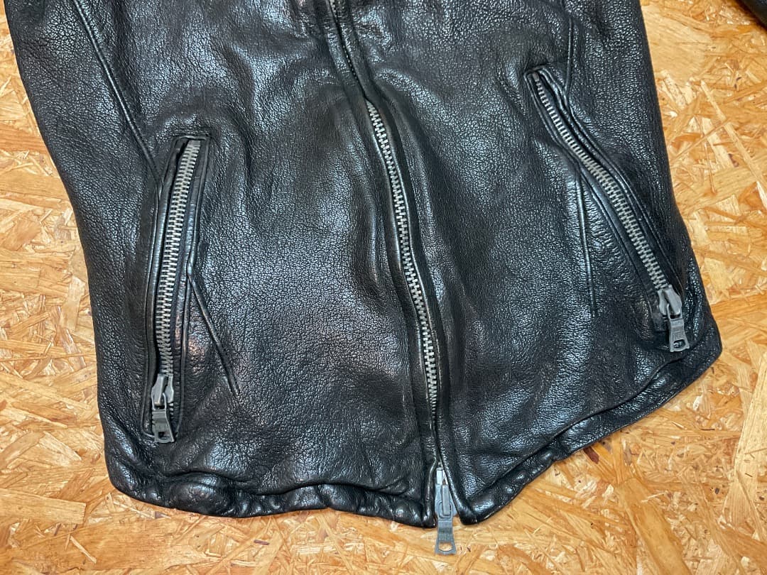 バッファローボブズ ラムレザー シングルライダースジャケット シワ加工 Y2K