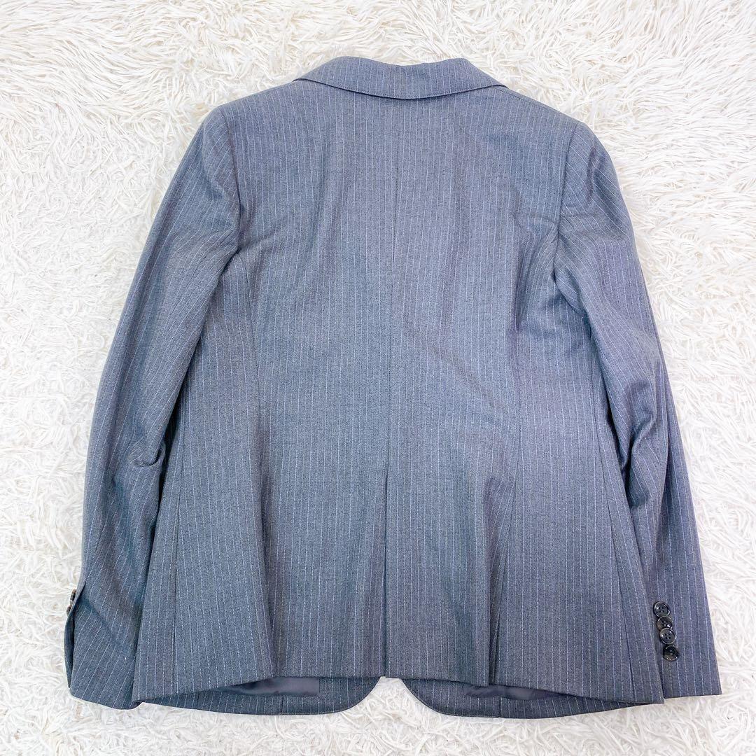 【美品】ニューヨーカー　高級シルクブレンドストライプセットアップパンツスーツ