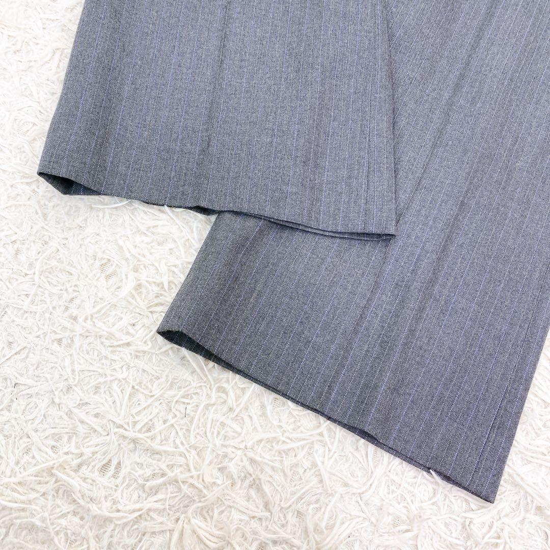 【美品】ニューヨーカー　高級シルクブレンドストライプセットアップパンツスーツ