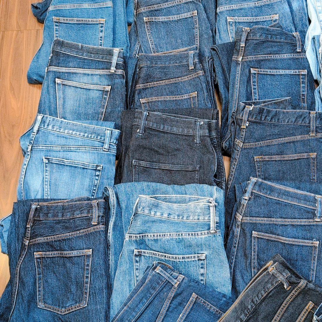 薄い色 濃い色デニムパンツ まとめ売り40本 リメイク リペア ハンドメイド