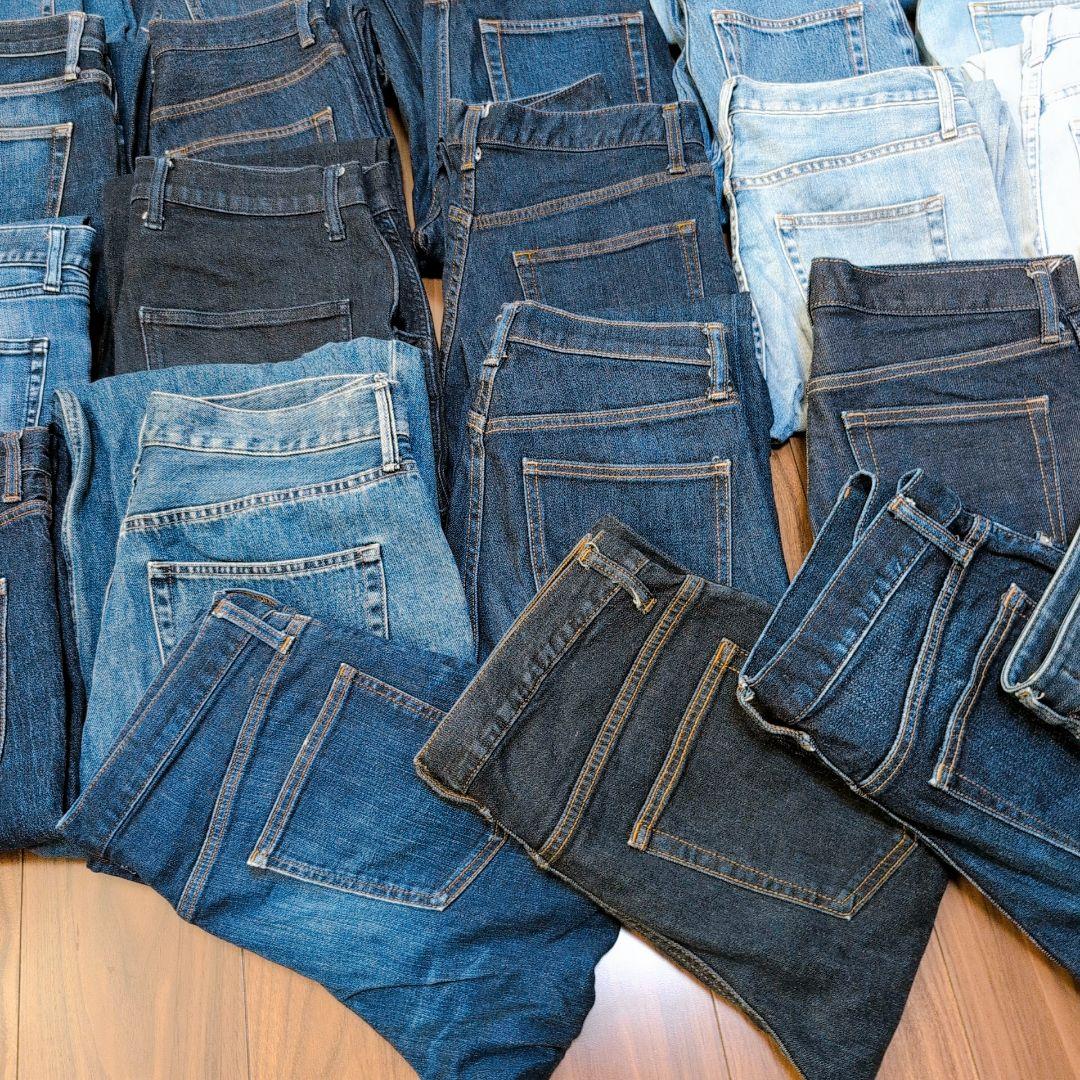 薄い色 濃い色デニムパンツ まとめ売り40本 リメイク リペア ハンドメイド