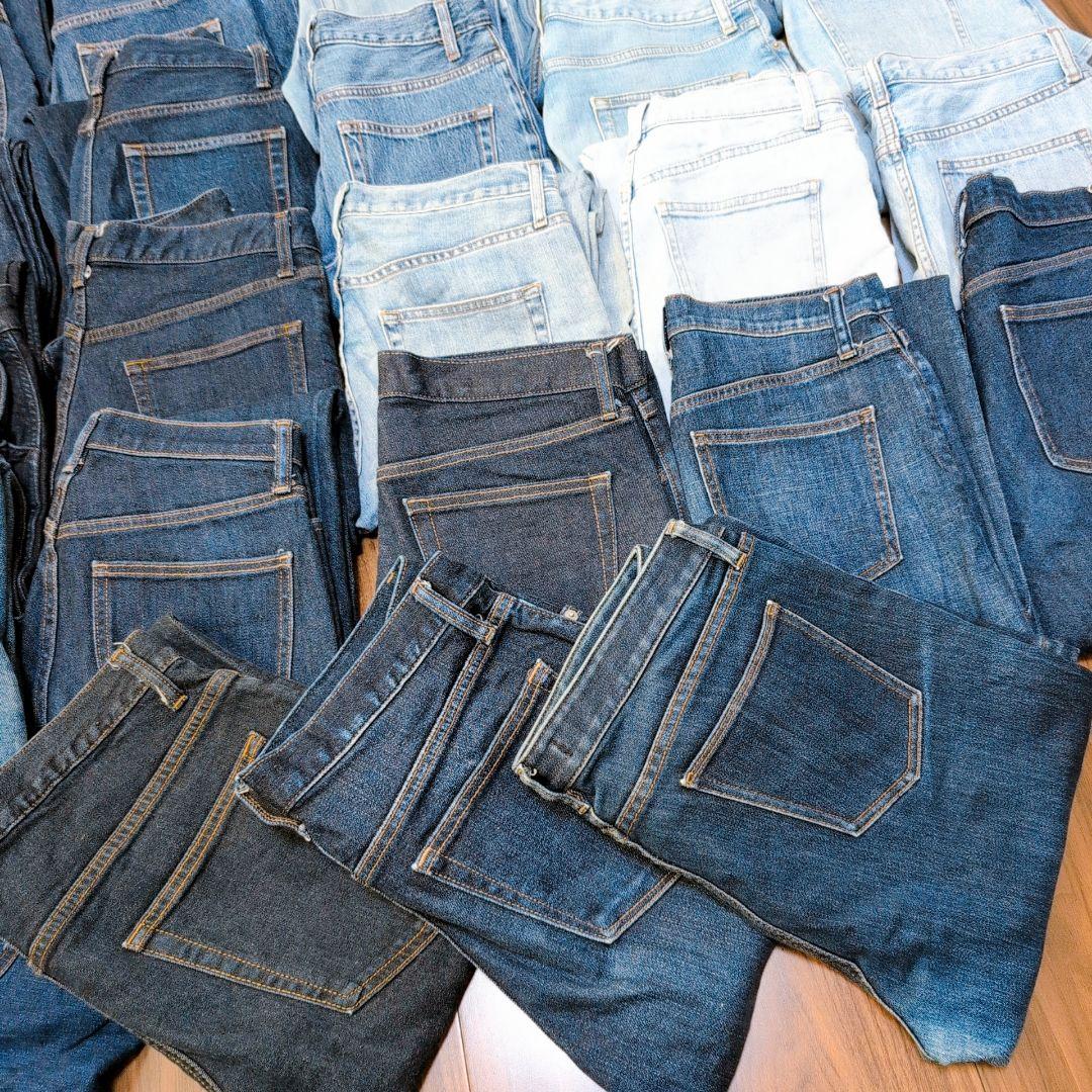 薄い色 濃い色デニムパンツ まとめ売り40本 リメイク リペア ハンドメイド