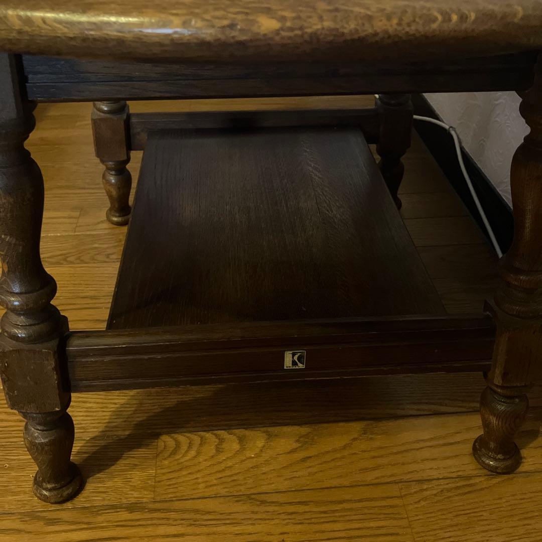 いずみ様売約済み 飛騨産業　木製ローテーブル　ダークブラウン キツツキ