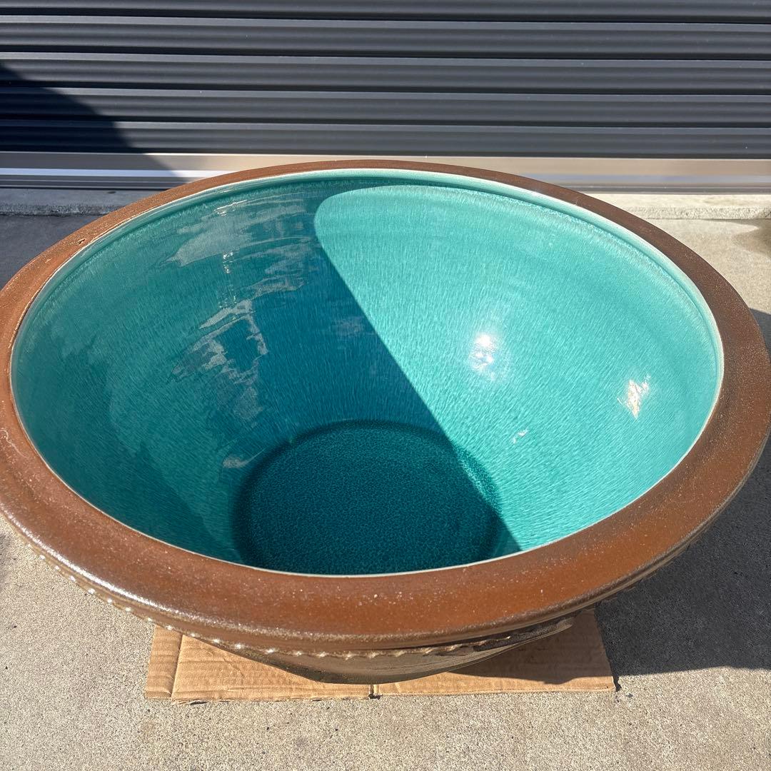 大谷焼　睡蓮鉢(青) 2尺3寸