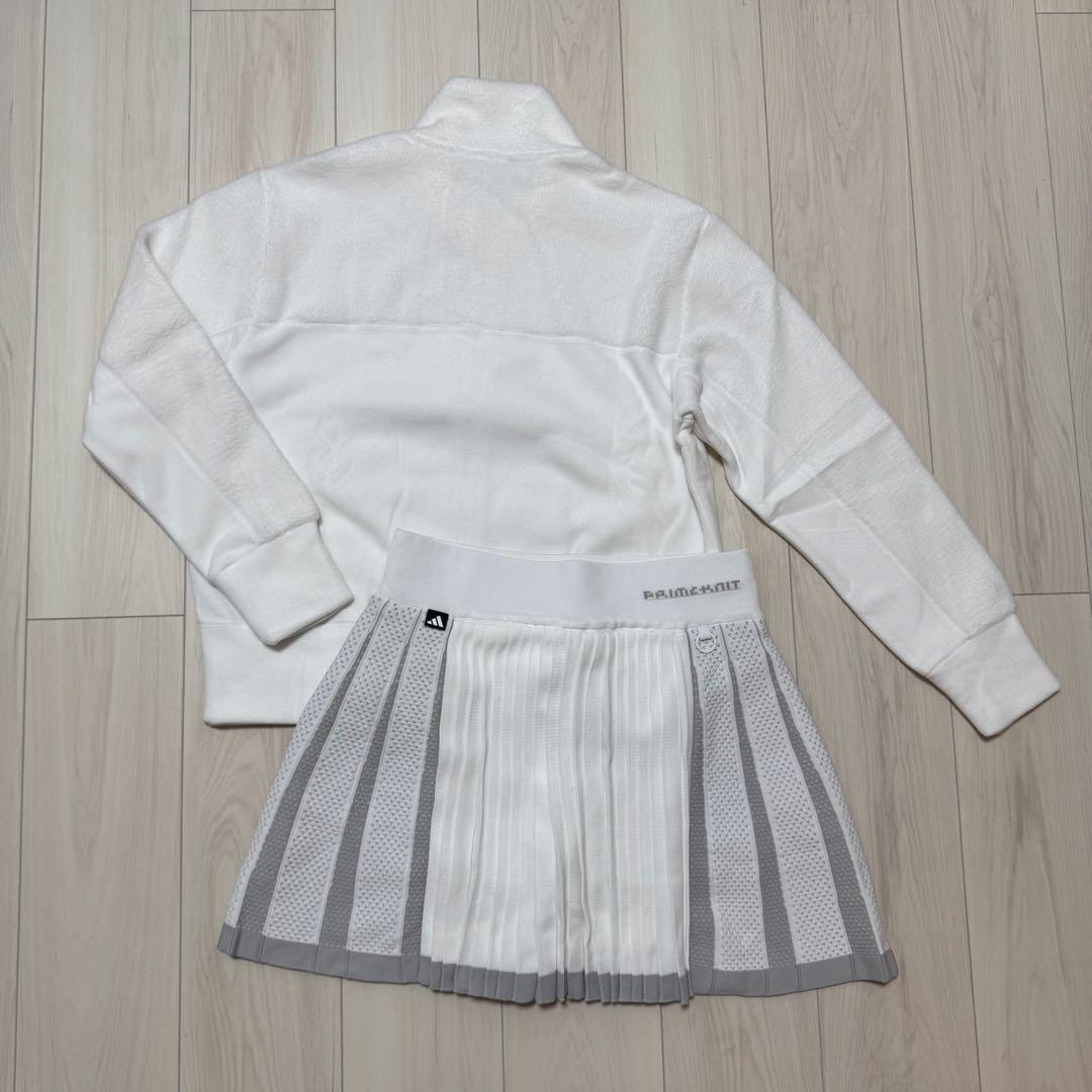 アディダス セットアップ フリース ジャケット スカート プライムニット 白