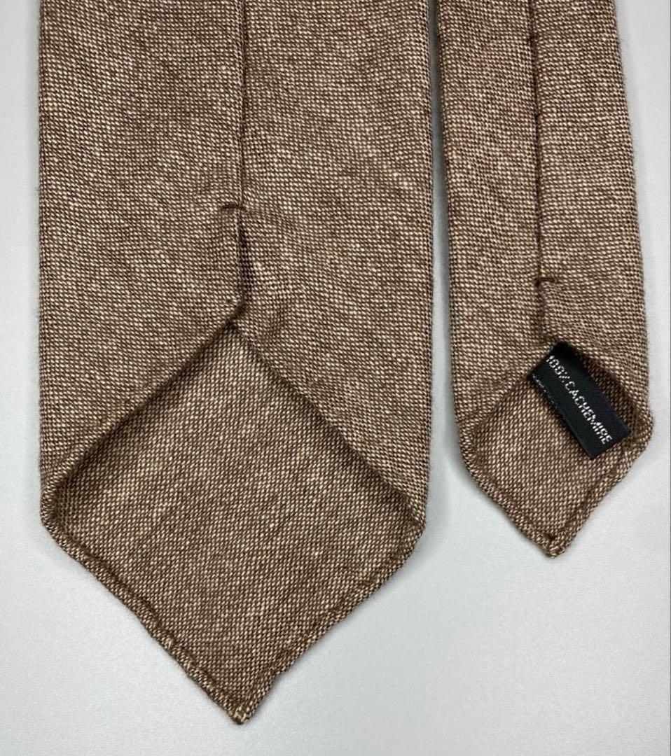 HERMES-PARIS ブラウン ネクタイ カシミア エルメス ソリッド