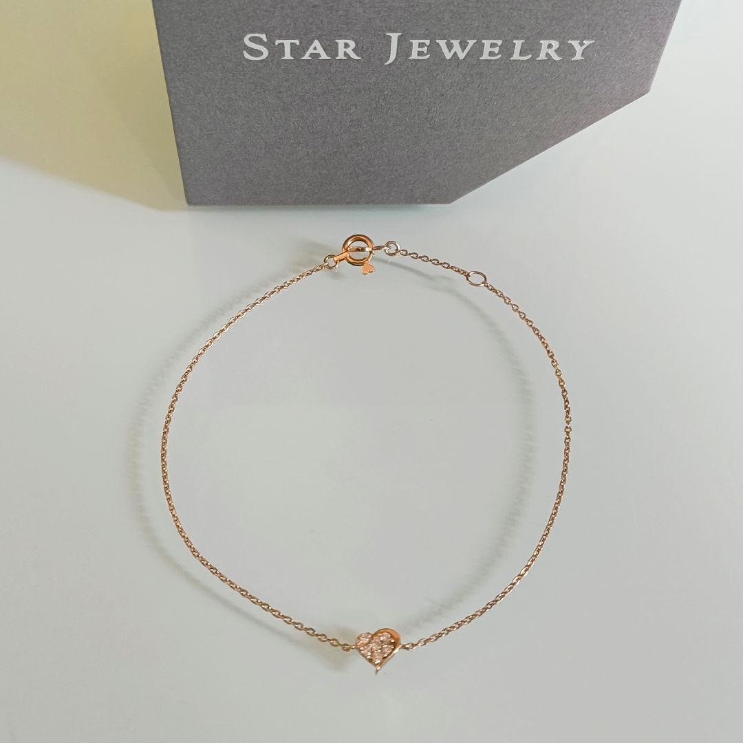 スタージュエリー　K10 PG　ハート　ダイヤモンド　パヴェ　ブレスレット
