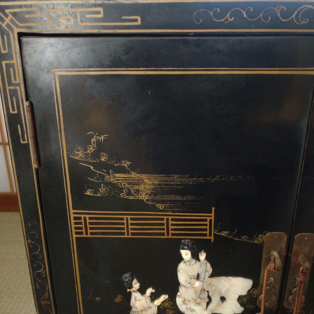 中国家具 キャビネット　花鳥　中国古玩 玉石 石細工 アンティーク