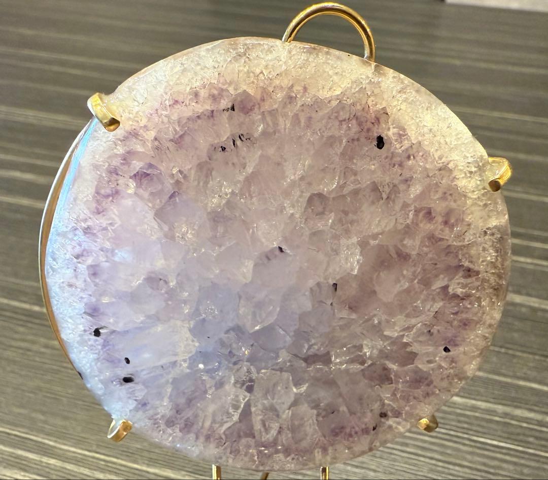 トレジャーメノウ アメジスト 台座付き ペア 蓋付き ジオード 瑪瑙 天然石