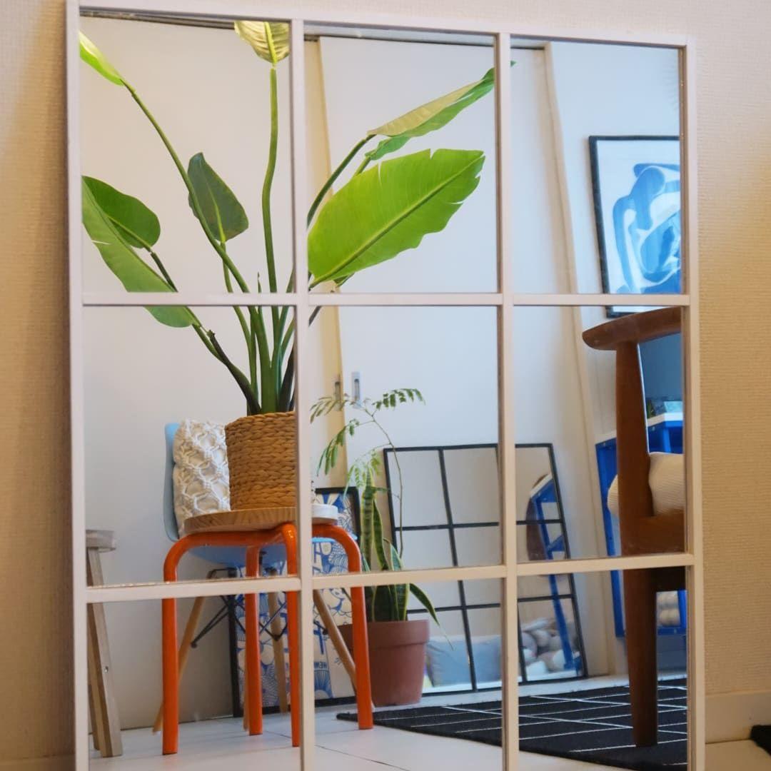 姿見　大型　格子ミラー　格子鏡　9枚