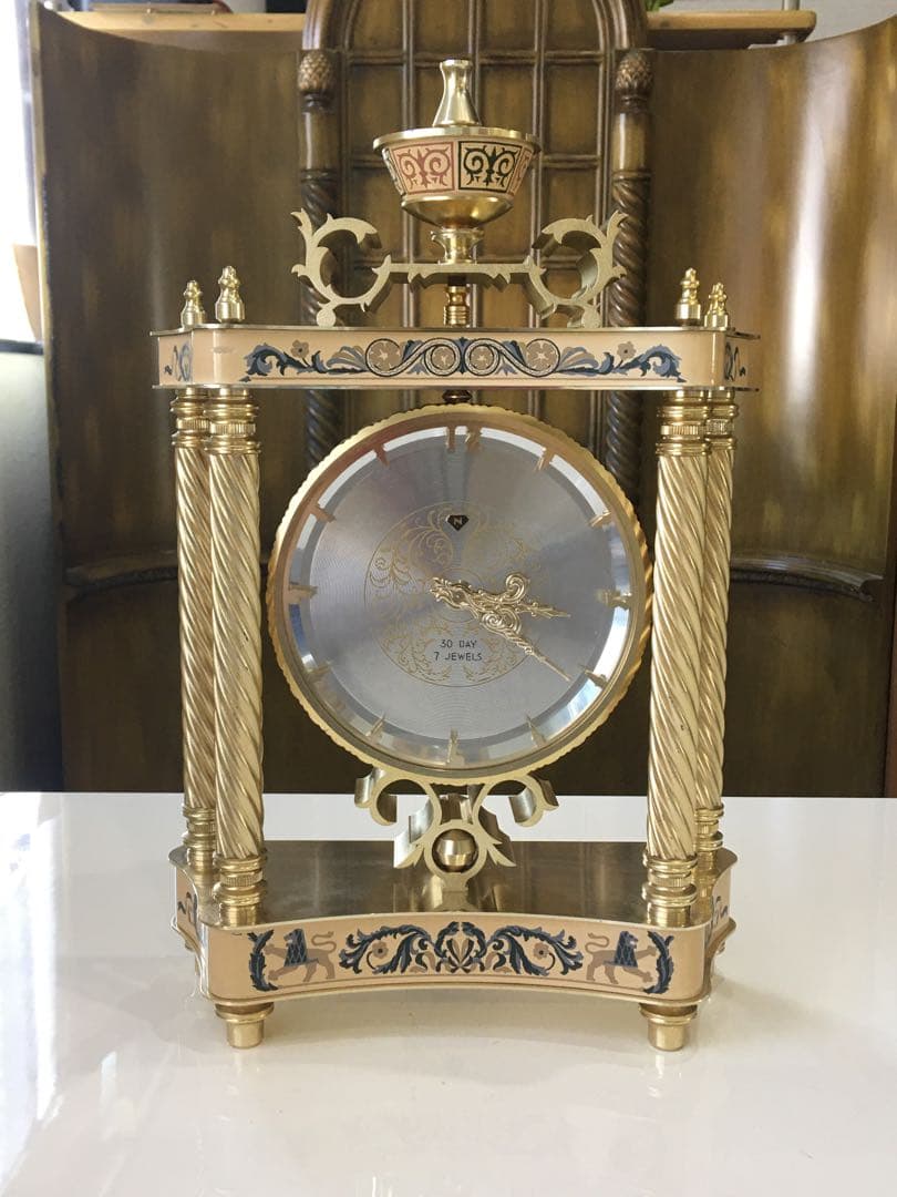 [希少] 日本美術時計　Nマーク ゼンマイ式　30DAY 置時計