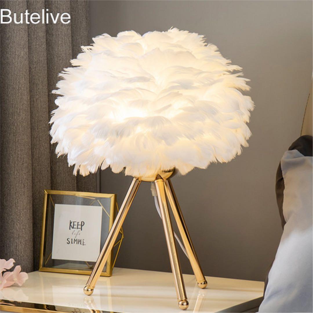 (LED電球おまけ)　ガチョウ羽　北欧風　スタンドランプ