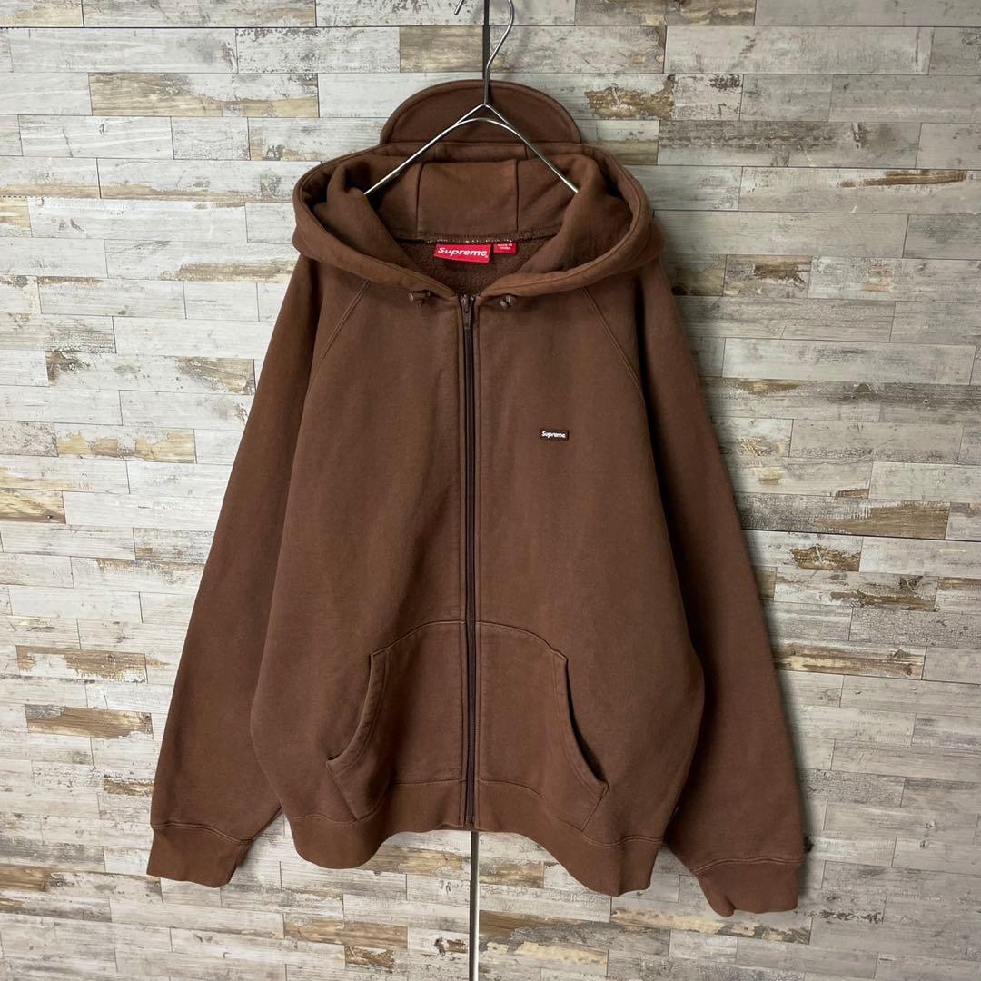 3142U【希少モデル】シュプリーム☆スモールボックスロゴ フードロゴ パーカー