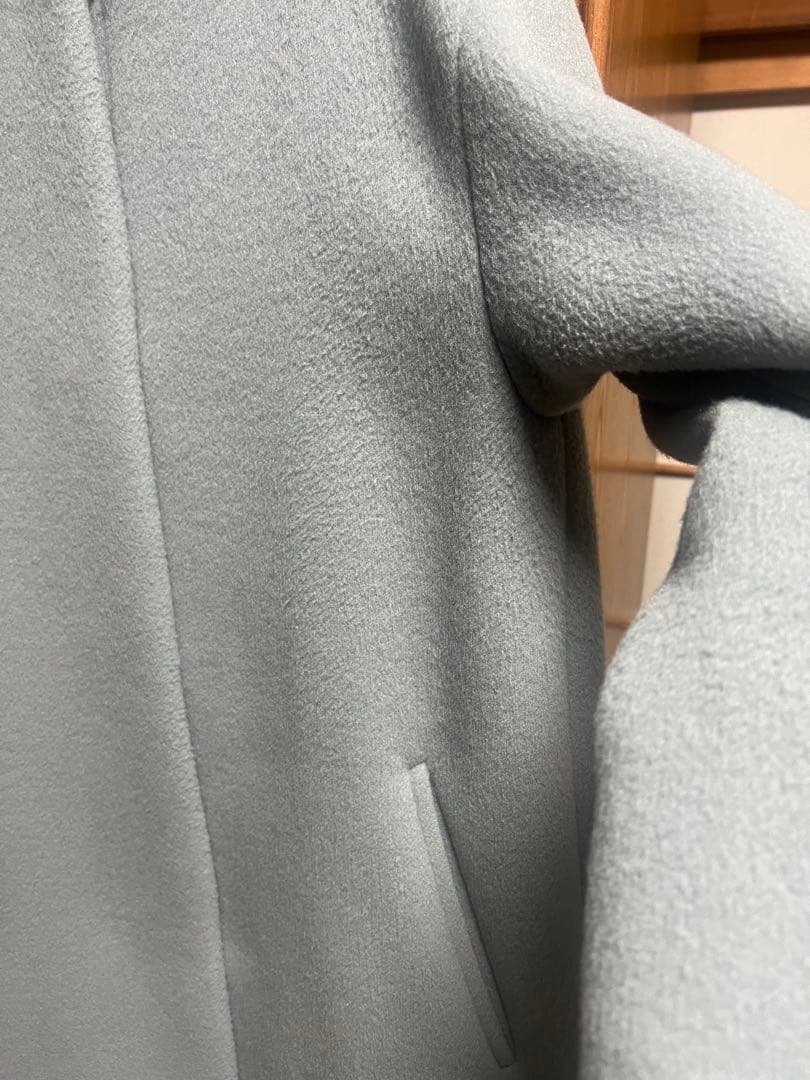 IENA イエナ ラムウールノーカラーコート 34 サックスブルー